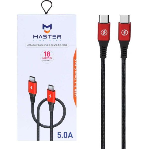 کابل فست شارژ کنفی تایپ سی به تایپ سی مستر master etm002 با 18 ماه گارانتی