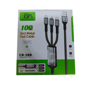 کابل شارژ و دیتا سه سر 100 وات مدل bk cb 300