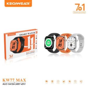 ساعت هوشمند KEQIWEAR مدل KW77 MAX به همراه 7 بند
