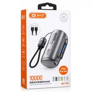 پاوربانک 10000 ميلی آمپر 22.5 وات BYZ (بی وای زد) مدل W119