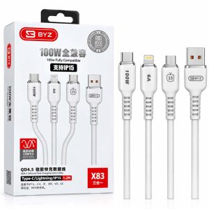 کابل شارژر 100 وات 3 کاره BYZ (بی وای زد) مدل X83