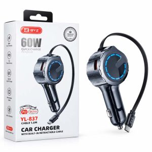 شارژر فندکی 60 وات 3 خروجی BYZ (بی وای زد) مدل YL-837